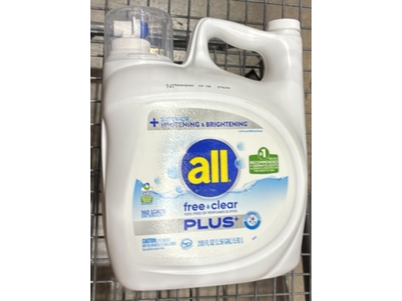 All Free Clear Plus+ Liquid Detergent, 160 Loads, 200 fl oz/5.91 L