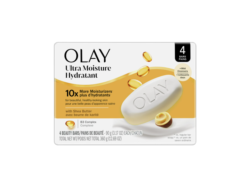 Olay Ultra Moisture Hydrant Beauty Bars, Shea Butter, 3.17 oz/90 g, 4 Count