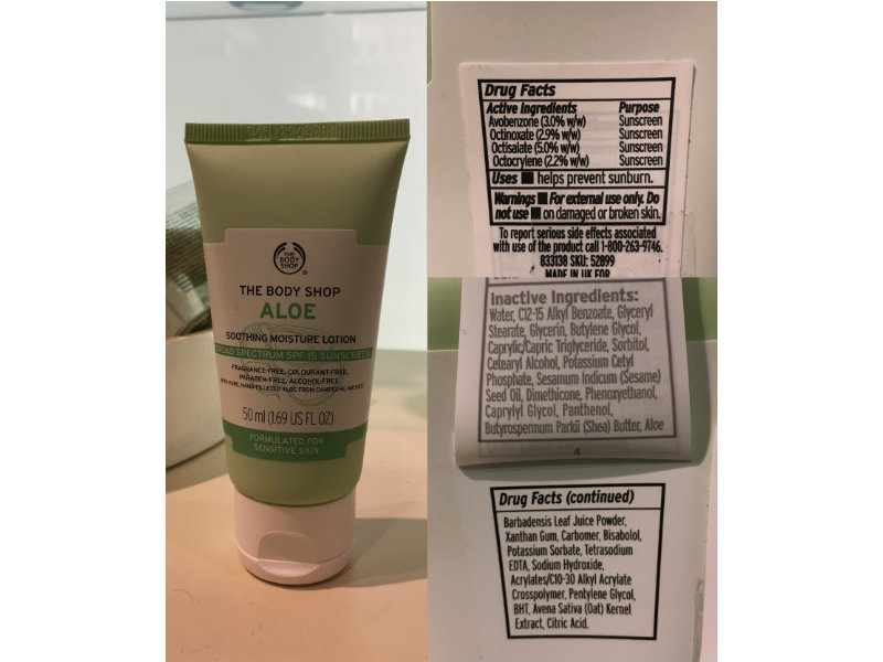 the body shop aloe soothing moisture lotion spf 15
