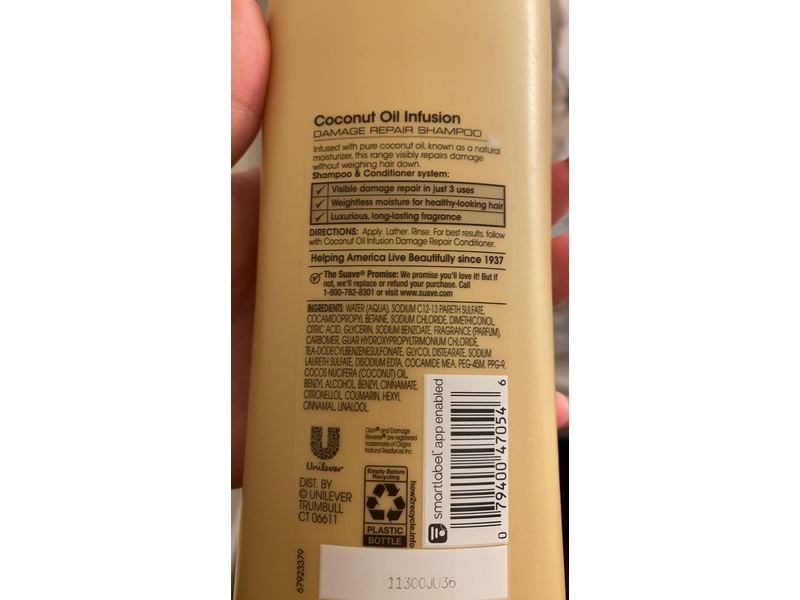 Suave Professionals Damage Repair Shampoo, Coconut Oil Infusion, 15 fl oz/443 ml