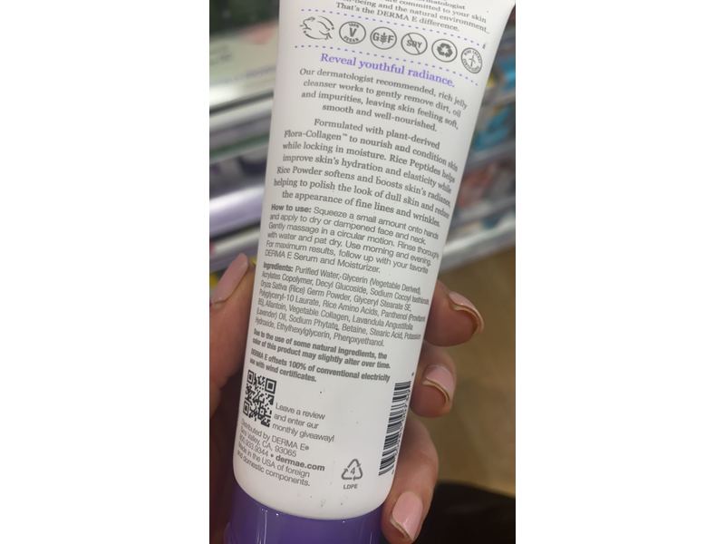 Derma-E Advanced Peptides & Flora-Collagen Gentle Jelly Cleanser, 4 oz/113 g