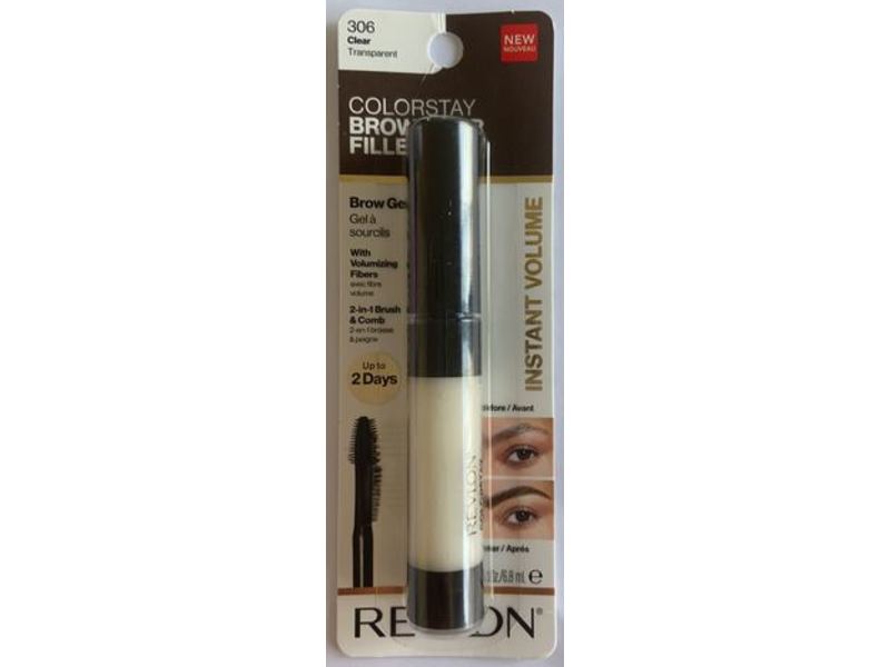 Revlon ColorStay Brow Fiber Filler Brow Gel, Instatnt Volume, Waterproof, 306 Clear, 0.23 fl oz