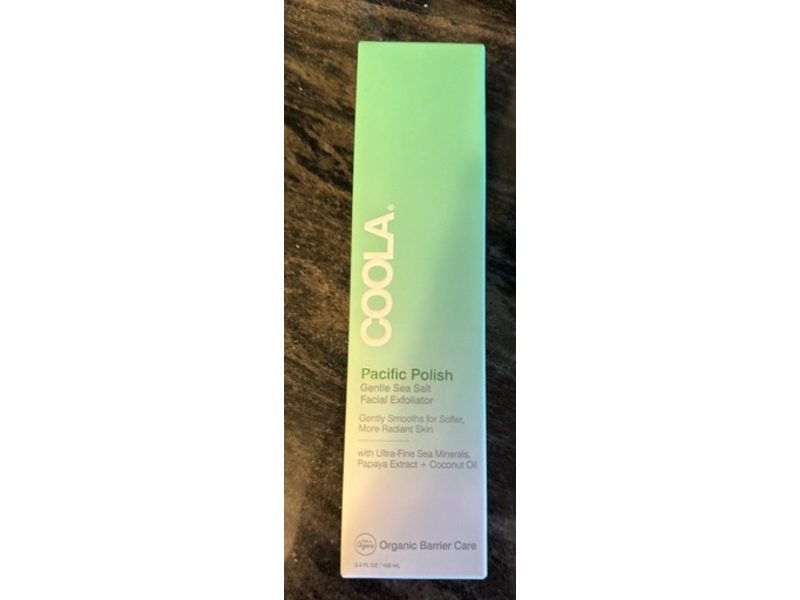 Coola Pacific Polish Gentle Sea Salt Face Exfoliator, Ultra Fine Sea Minerals Papaya Extract + Coconut Oil, 3.4 fl oz/100 mL