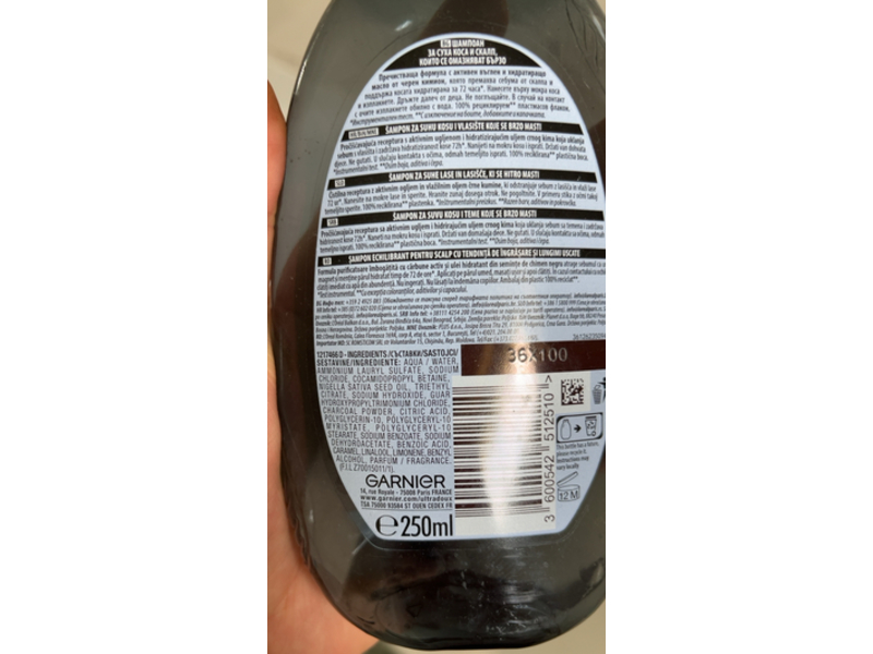 Garnier Botanic Therapy Balancing Shampoo, Magnetic Charcoal & Black Seed Oil, 250 mL