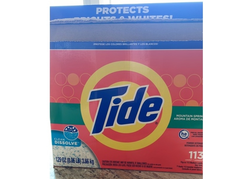 Tide Powder Detergent, Mountain Springs, 113 Loads, 129 fl oz/3.66 kg