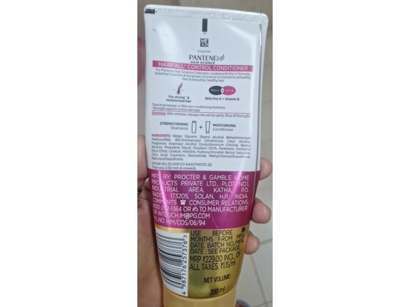 Pantene Pro-V Hairfall Control Conditioner, 200 mL