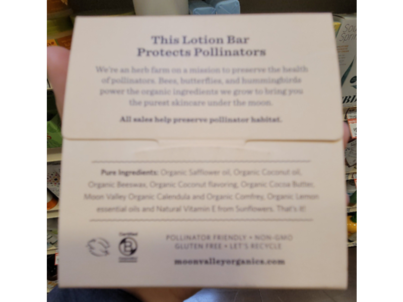 Moon Valley Organics Herbal Lotion Bar, Coconut Lemon, 1.9 oz