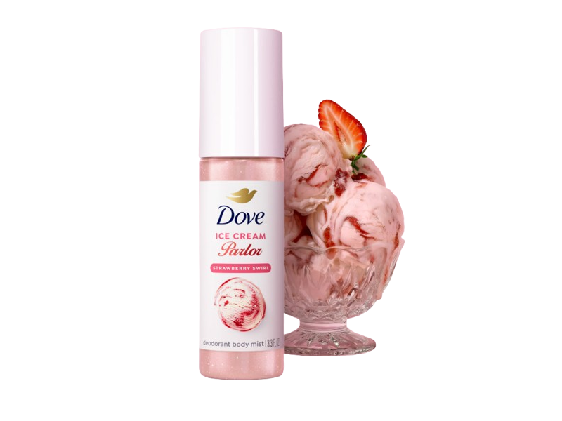 Dove Ice Cream Parlor Deodorant Body Mist, Strawberry Swirl, 3.3 fl oz/100 mL
