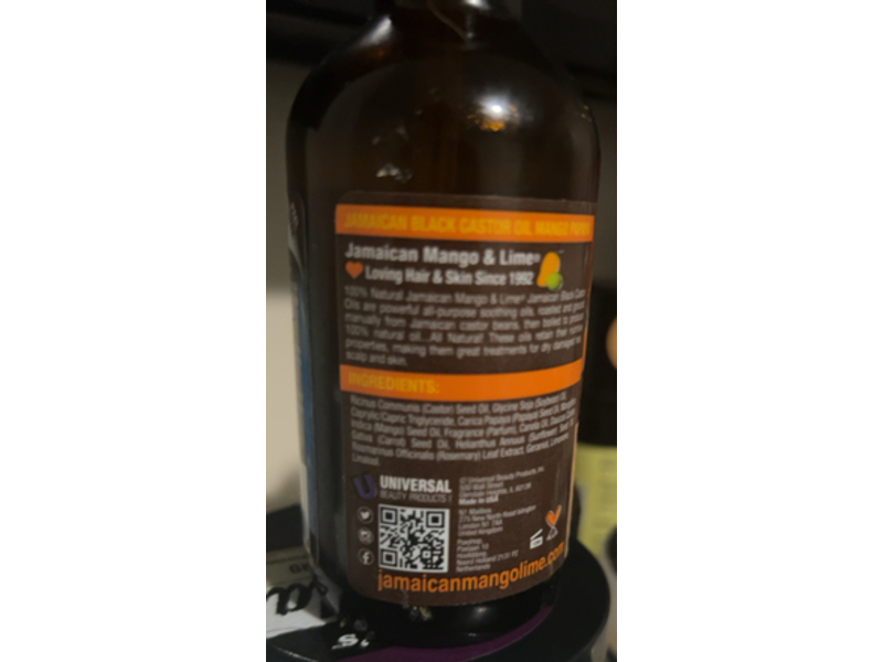 Jamaican Mango & Lime Black Castor Oil, Mango Papaya, 4 fl oz/118 mL