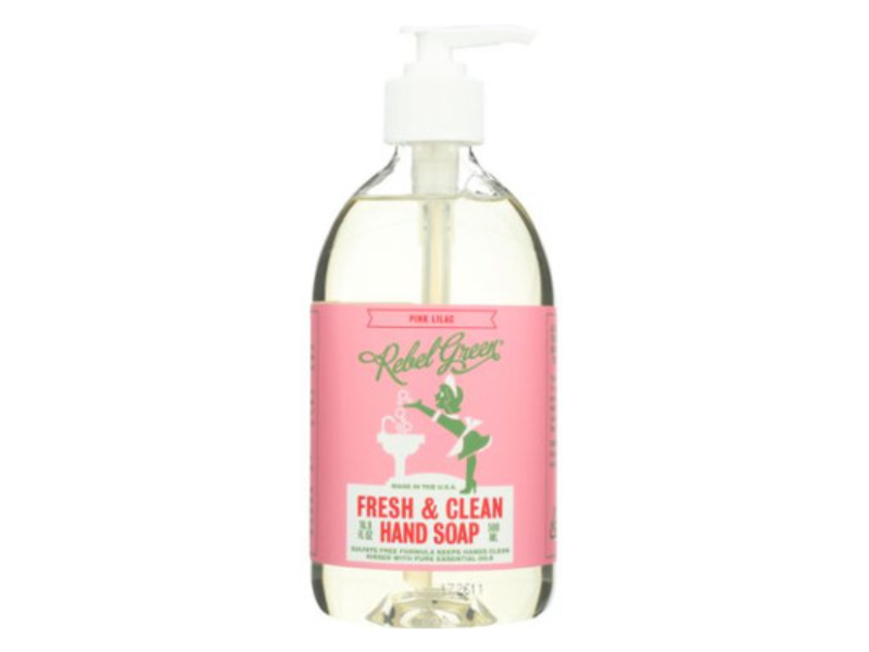 Rebel Green Fresh & Clean Hand Soap, Pink Lilac, 16.9 fl oz/500 mL