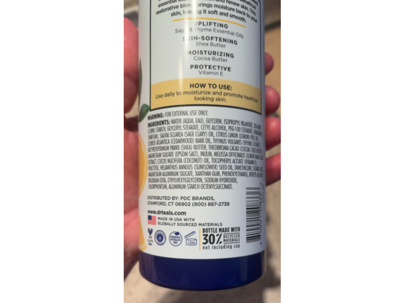 Dr. Teal's Moisture + Prebiotic Lemon Balm & Essential Oil Body Lotion, Cocoa Butter + Shea Butter & Vitamin E, 18 fl oz/532 mL, Pack Of 3