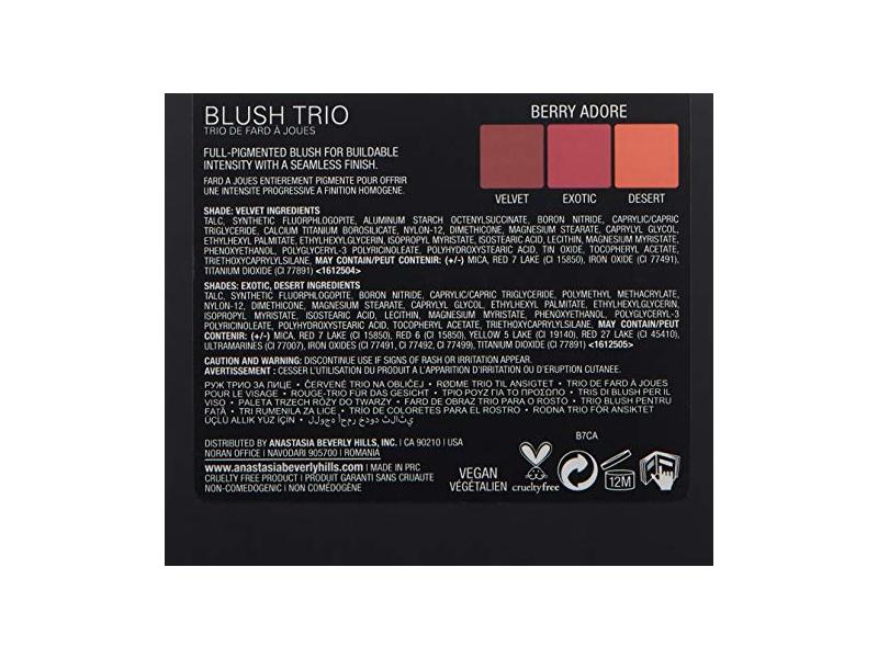 Anastasia Beverly Hills Blush Trios, Berry Adore, 3g/0.11 oz