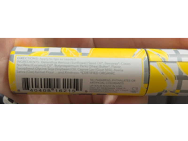 Beekman 1802 Goat Milk Lip Balm, Sunshine Lemon, 0.15 oz/4.2 g