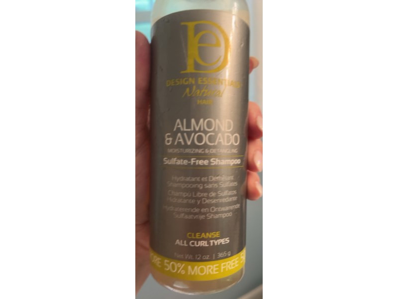 Design Essentials Natural Hair Almond & Avocado Moisturizing & Detangling Shampoo, 12 oz/365 g