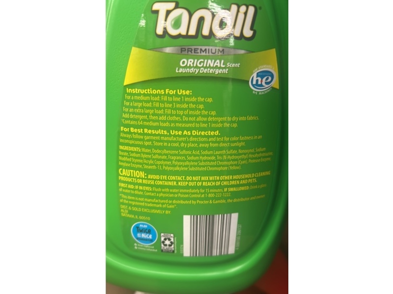 Tandil Premium Laundry Detergent, Original Scent, 64 Loads, 100 fl oz/2.05 L