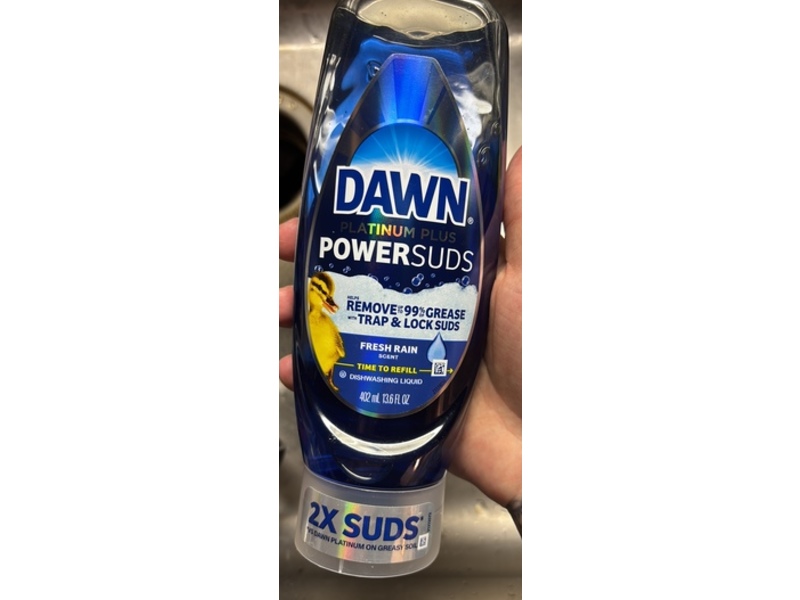 Dawn Platinum Plus Power Suds Dishwashing Liquid, Fresh Rain Scent, 13.6 fl oz/402 mL