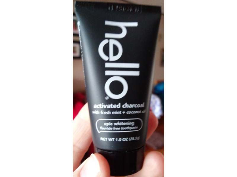 Hello Activated Charcoal Epic Whitening Toothpaste, Fluoride Free, Fresh Mint + Coconut Oil, 1 oz/28.3 g