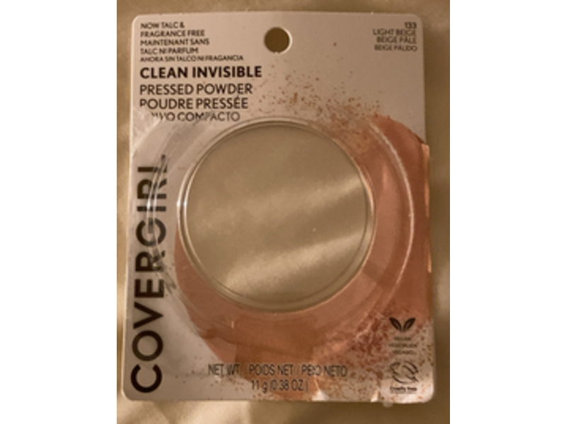 Covergirl Clean Invisible Pressed Powder, Light Beige 133, 0.38 oz/11 g