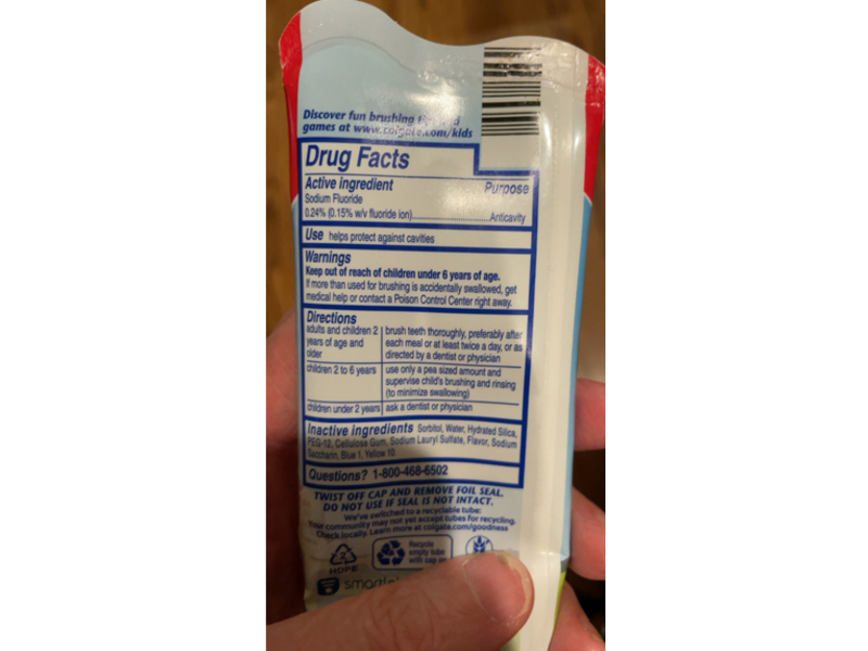 Colgate Cavity Protection Bluey Toothpaste , Bubble Fruit, 4.6 oz/130 g