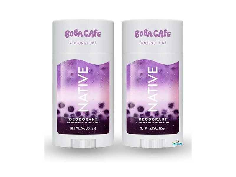 Native Deodorant, Boba Cafe, Coconut UBE, 2.65 oz/75 g, Pack Of 2