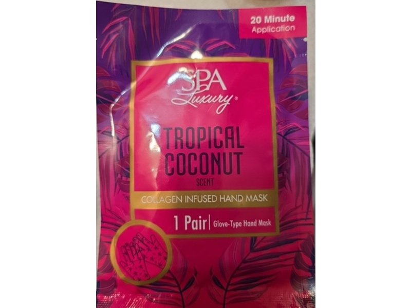 Spa Luxury Collagen Infused Hand Mask, Tropical Coconut, 1 Count