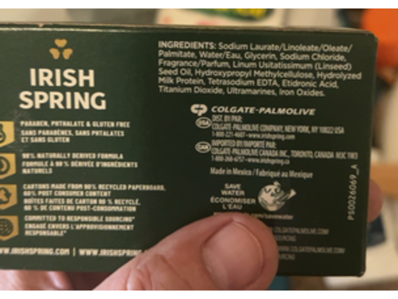 Irish Spring Deep Moisturizing Deodorant Soap, Moisture Blast, 3.7 oz/104.8 g, Pack Of 3