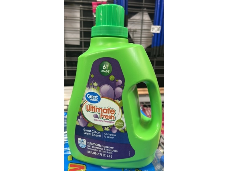 Great Value Ultimate Fresh Laundry Detergent, 88 fl oz/2.6 L, 61 Loads