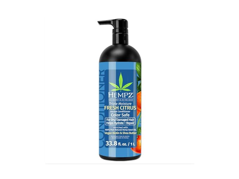 Hempz Triple Moisture Herbal Conditioner, Fresh Citrus, 33.8 fl oz/1 L