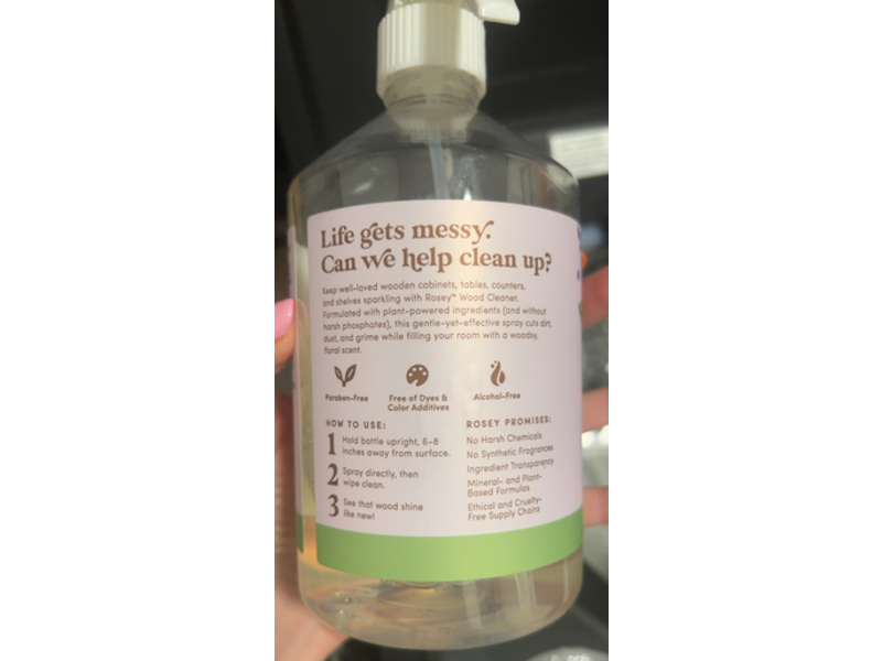 Rosey Wood Cleaner, Bergamot & Lavender Springs, 21 fl oz/621 mL