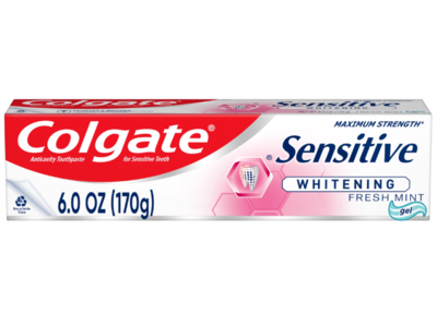 Colgate Sensitive Toothpaste, Whitening Fresh Mint, 6 oz/170 g