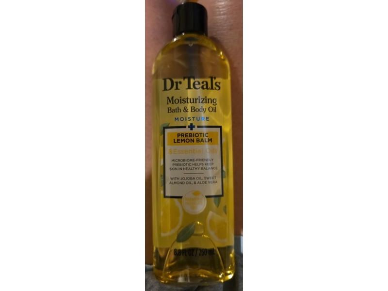 Dr Teal's Moisturizing Bath & Body Oil, Prebiotic Lemon & Essential Oil, 8.8 fl oz/260 mL