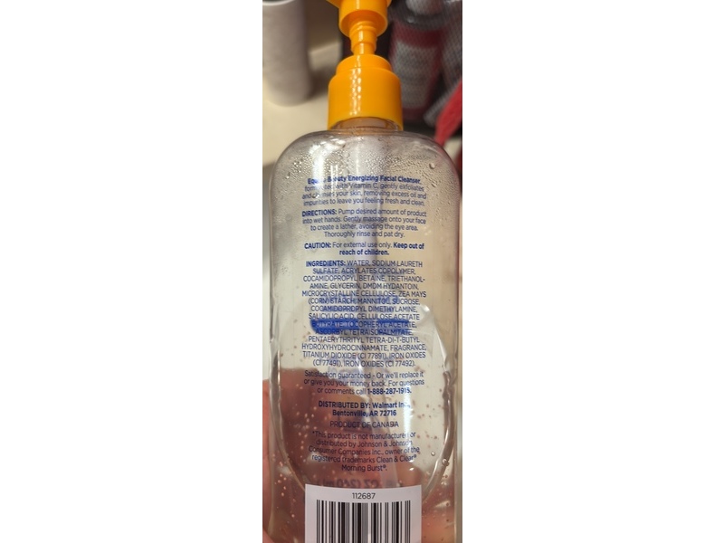 Equate Energizing Facial Cleanser, Vitamin C & Bha, 8 fl oz/240 mL