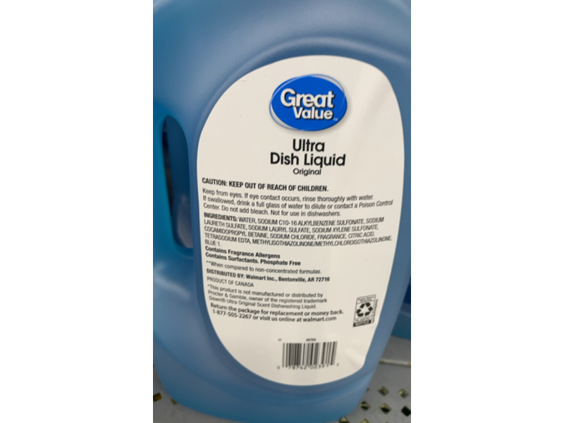Great Value Ultra Dish Liquid, Original, 75 fl oz