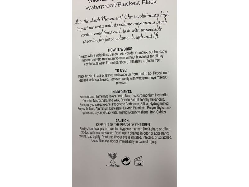 Joah Lash Up Rising Volumizing & Lengthening Mascara, Waterproof, 0.26 oz/8 g