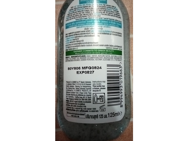 Garnier Skin Naturals Micellar Cleansing Water, Salicylic BHA, 125 mL