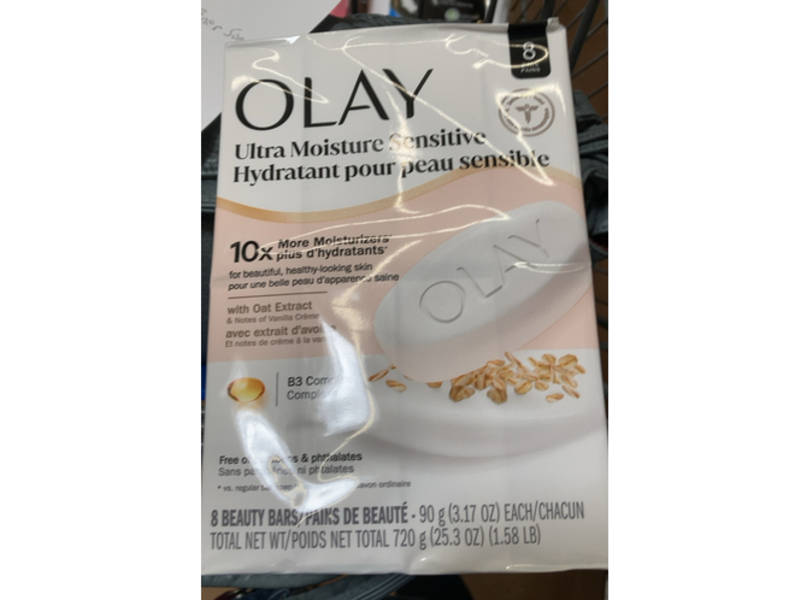 Olay Ultra Moisture Sensitive Beauty Bar, Oat Extract, 3.17 oz/90 g, 8 Count