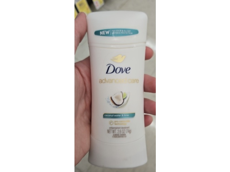Dove Advanced Care Antiperspirant Deodorant, Coconut Water & Lime, 2.6 oz/74 g, 4 Count