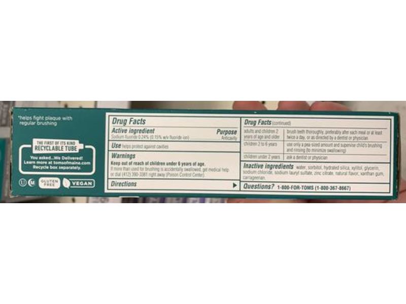Tom's of Maine Teeth + Gum Health Anticavity Toothpaste, Cool Mint, 4.0 oz/113 g