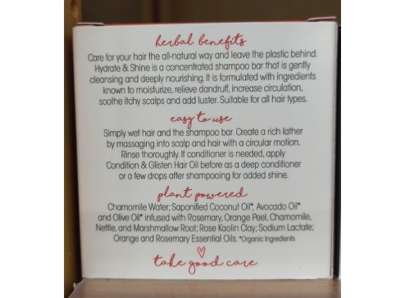 Take Haven Hydrate & Shine Shampoo Bar, Orange + Rosemary, 4 oz/113 g