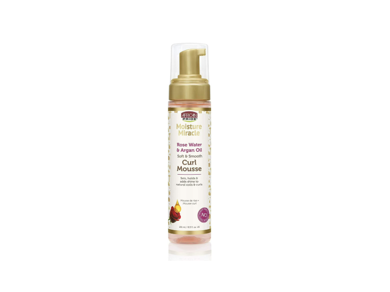 African Pride Moisture Miracle Soft & Smooth Curl Mousse, Rose Water & Argan Oil, 8.5 fl oz/251 mL