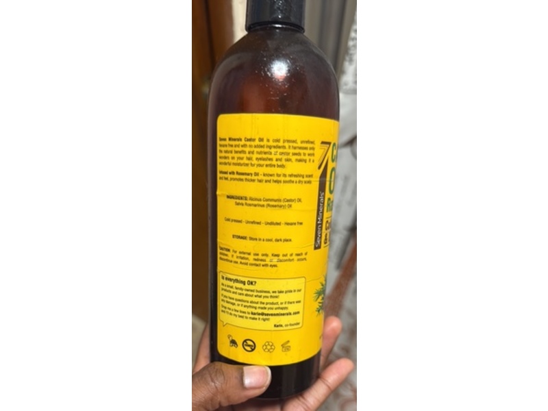 Seven Minerals Cold Pressed & Unrefined Castor Oil, Rosemary, 16 fl oz/473 mL