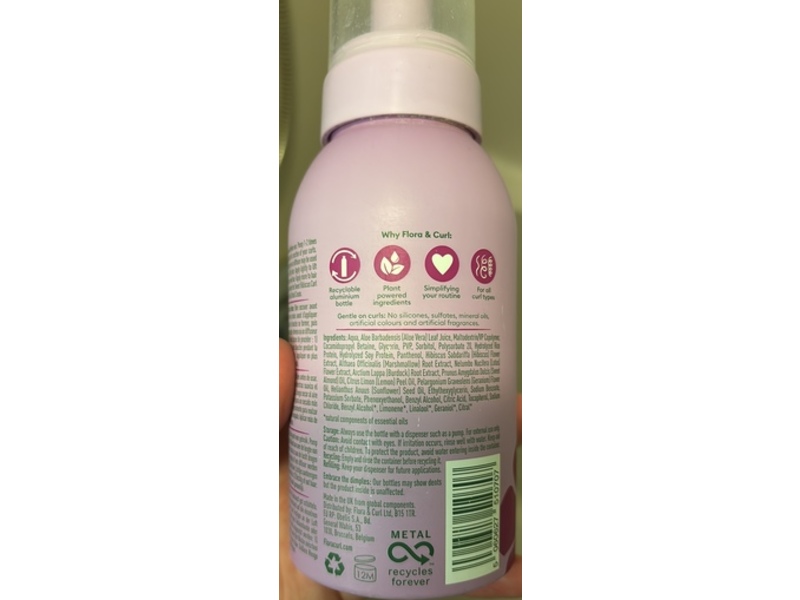 Flora & Curl Style Me Curl Volumizing Foam, Sweet Hibiscus, 10.1 fl oz/300 mL