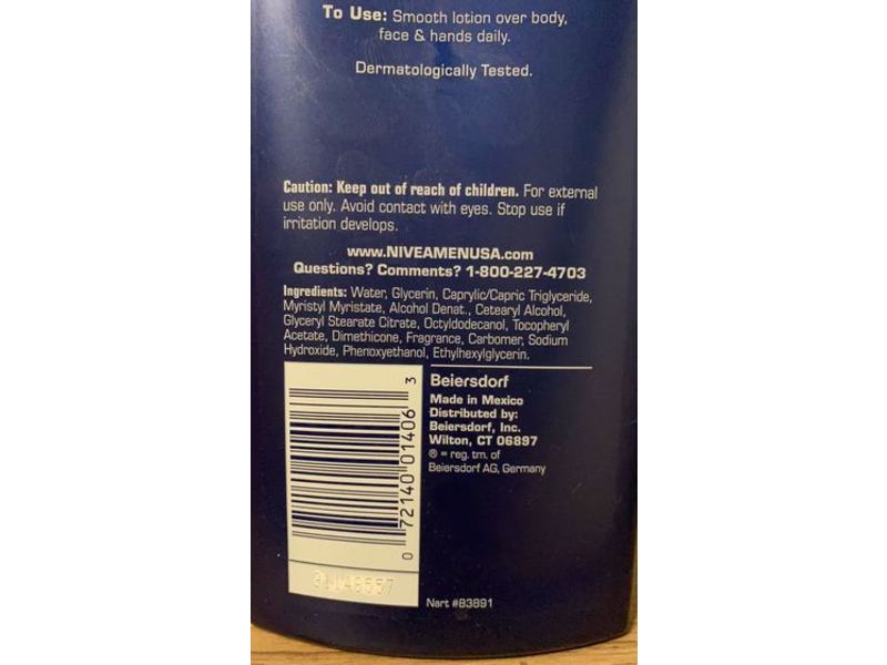 Nivea Men Express Absorption Revitalizing Lotion, Vitamin E, 16.9 fl oz/500 mL