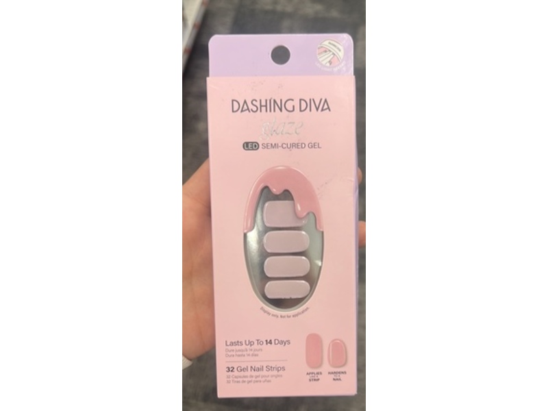 Dashing Diva Glazed Donut Semi Cured Nail Strips, Unicorn Glaze, 32 Count