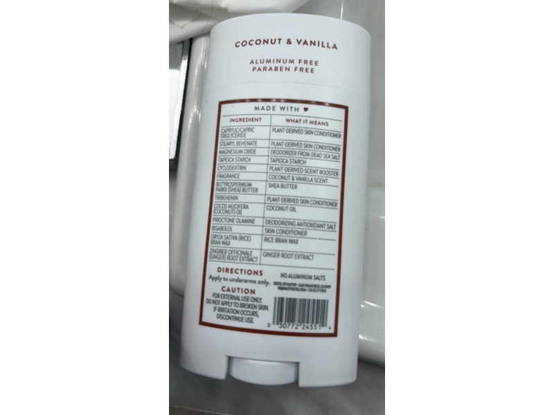 Native Deodorant, Coconut & Vanilla, 3.1 oz/88 g