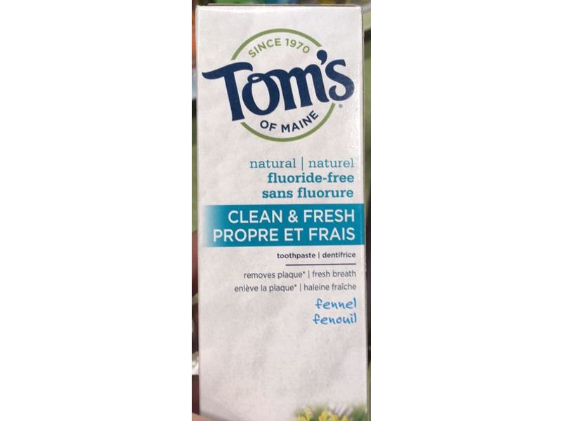 Tom's Of Maine Fluoride-Free Toothpaste, Clean & Fresh, Fennel, 85 mL