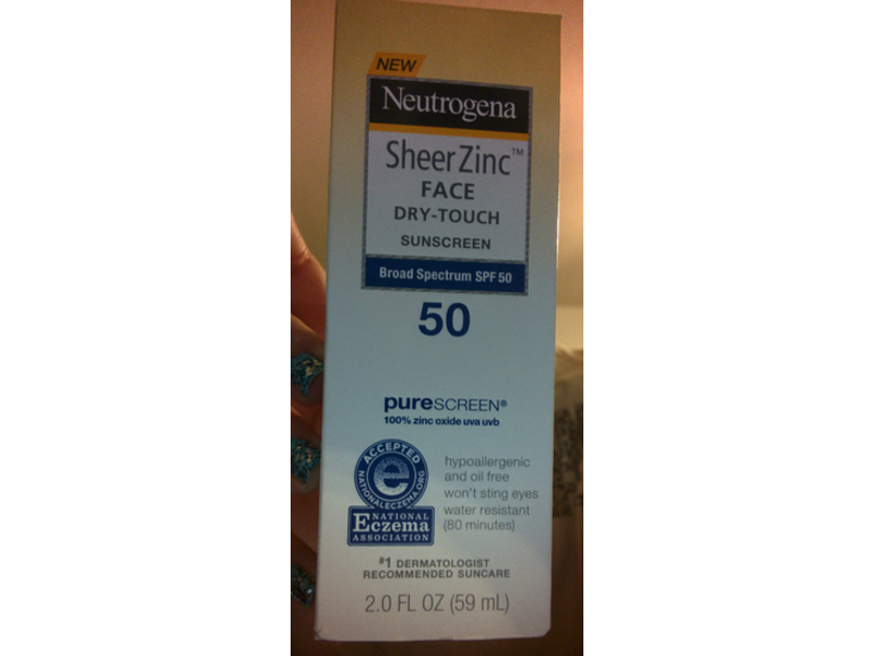 Neutrogena Sheer Zinc Face Sunscreen, SPF 50, Dry Touch, 2.0 fl oz/59 mL