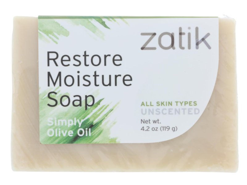 Zatik Restore Moisture Bar Soap, Simply Olive Oil, 4.2 oz/119 g