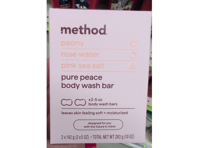 Method Pure Peach Body Wash Bar, Peony + Rose Water & Pink Sea Salt, 10 oz/283 g