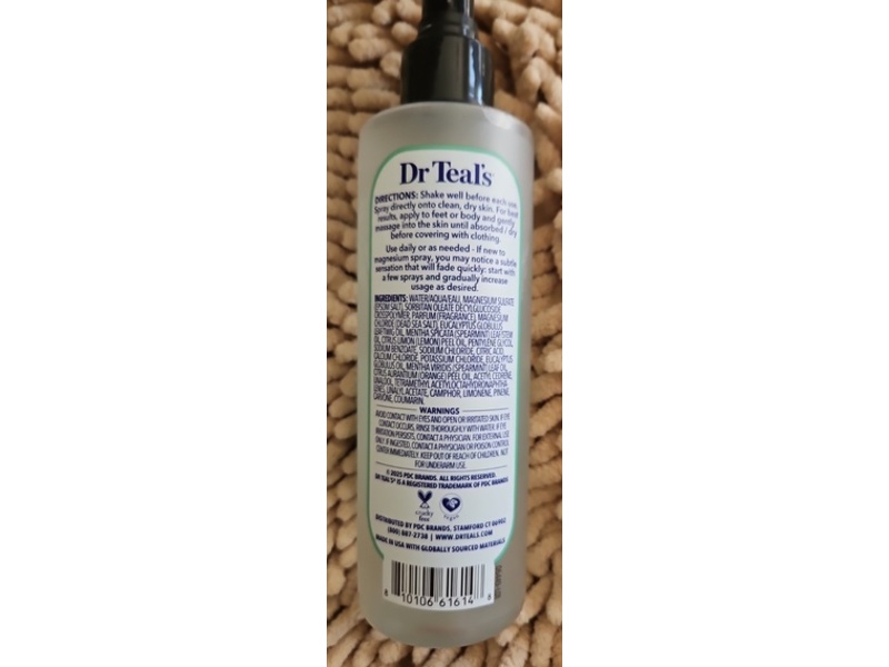 Dr Teal's Magnesium Spray, Eucalyptus & Spearmint, 8 fl oz/237 mL